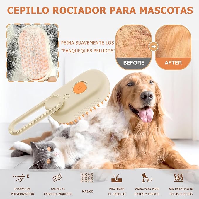 Cepillo a Vapor 3 en 1 Para Mascotas