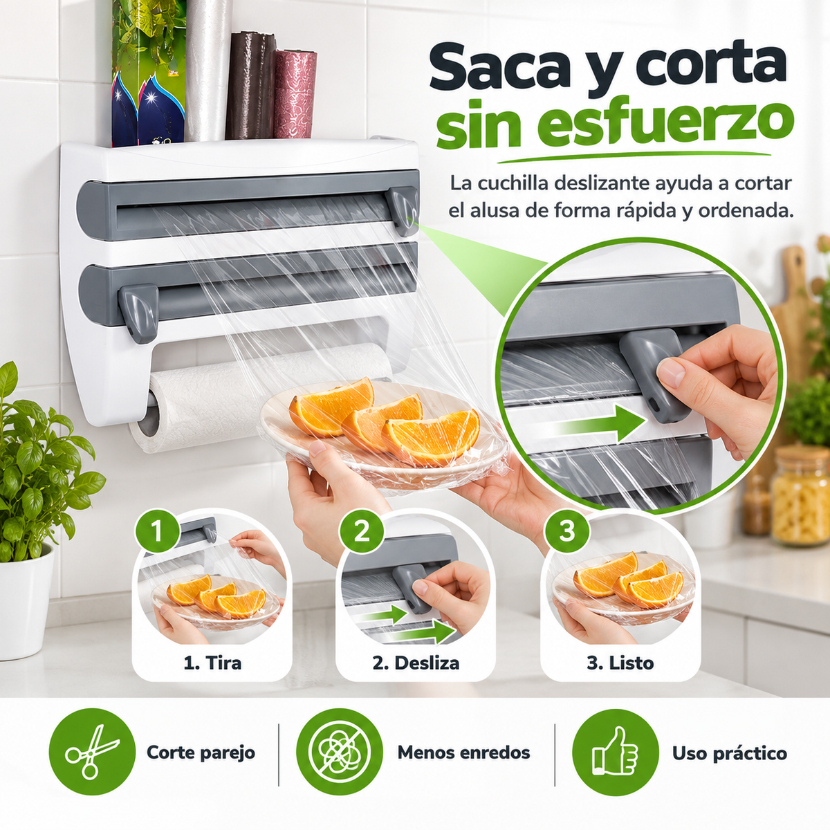 Dispensador y Organizador De Rollos de Papel para Cocina