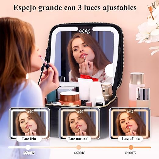 Estuche Maquillaje Portátil Con Luz LED