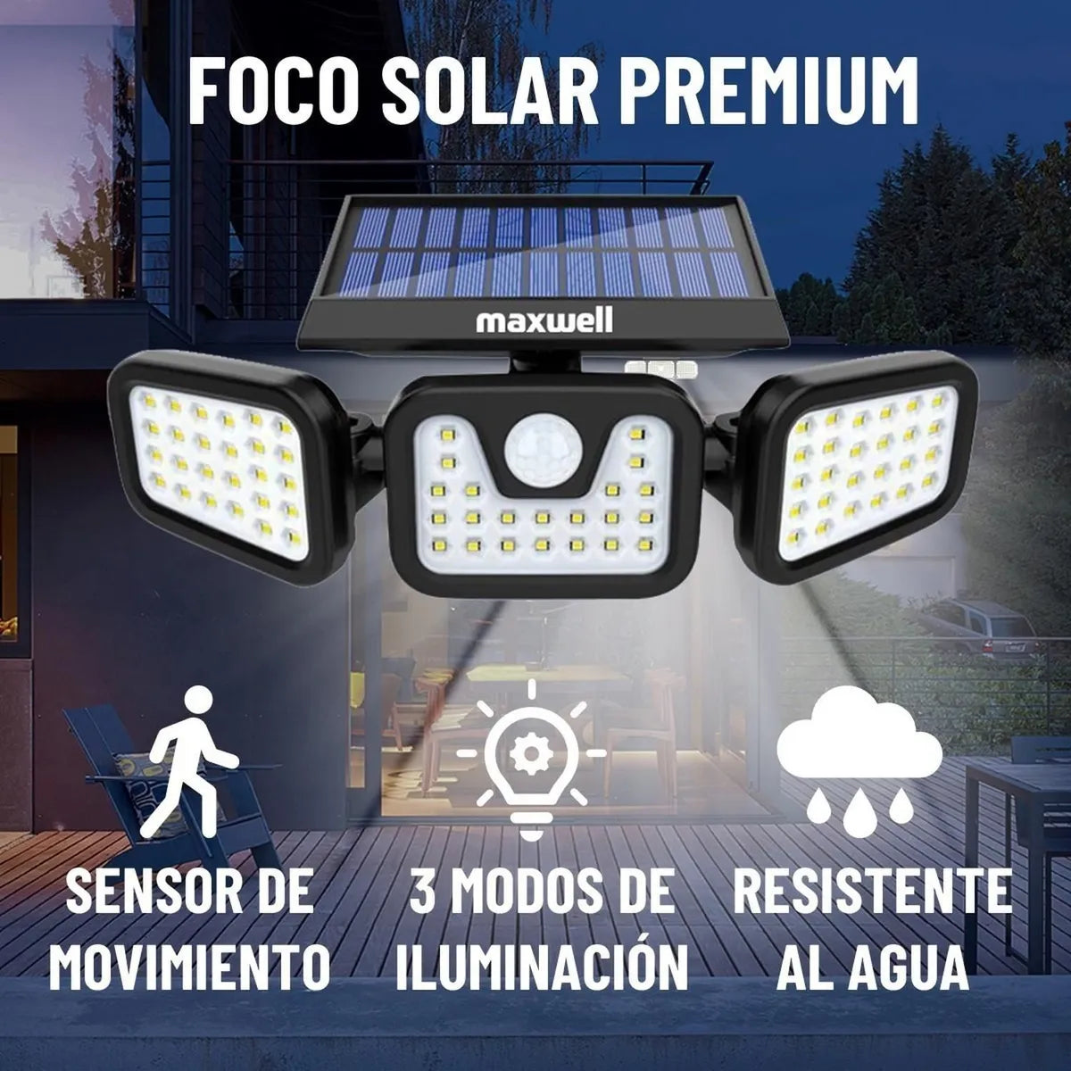 foco solar con sensor mov 74 led