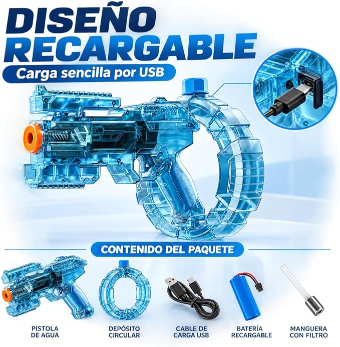 Pistola Agua Eléctrica Automática Luces