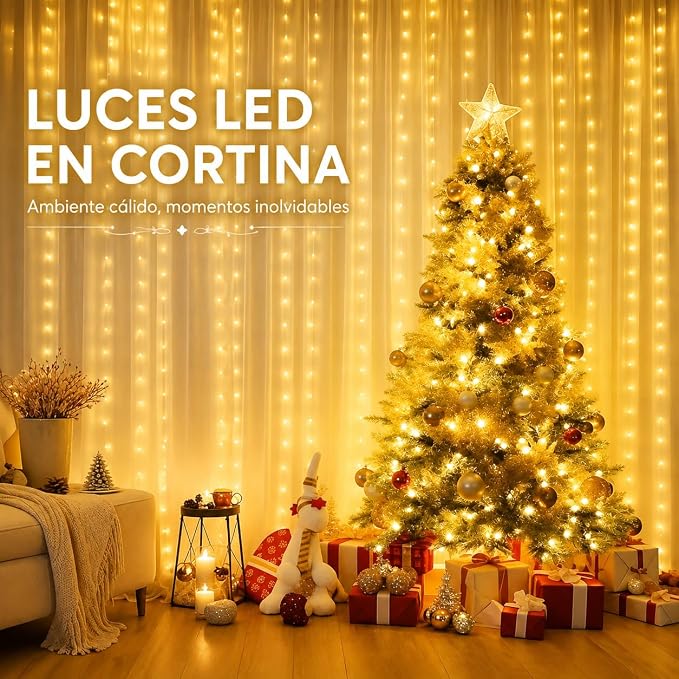 Luces De Cortina Calidas 3x2 M