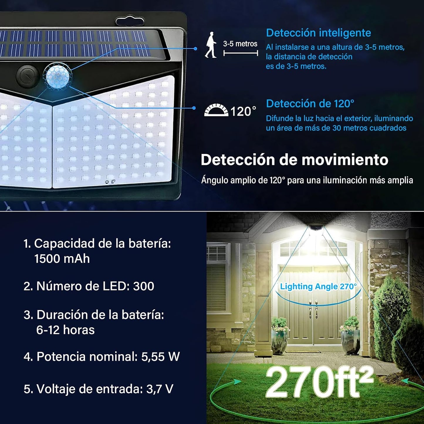 Lampara De Pared Led Solar X2