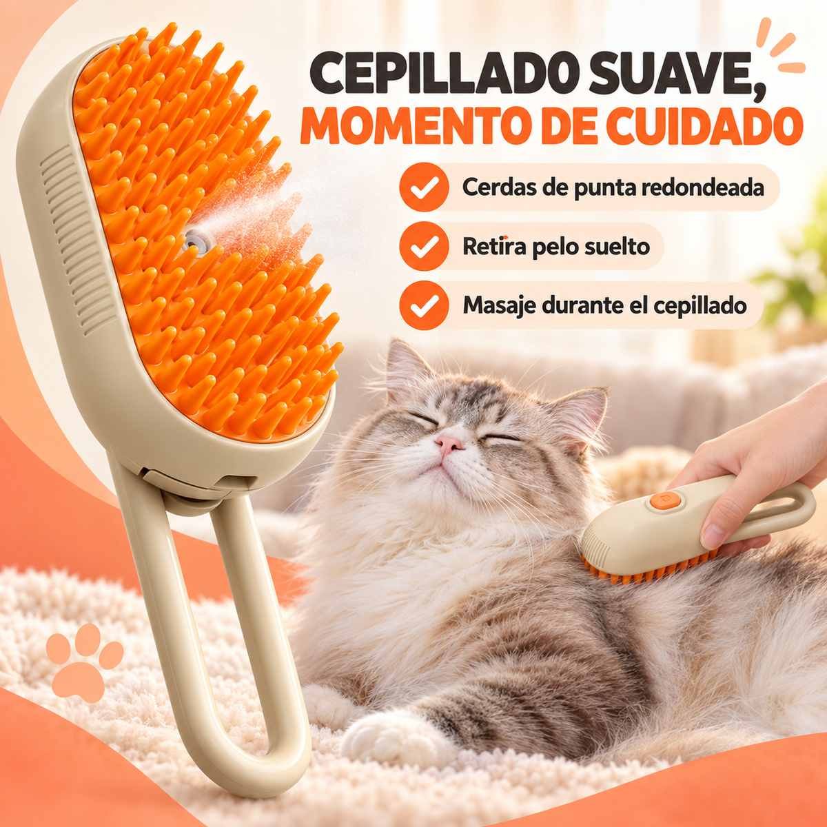 Cepillo a Vapor 3 en 1 Para Mascotas