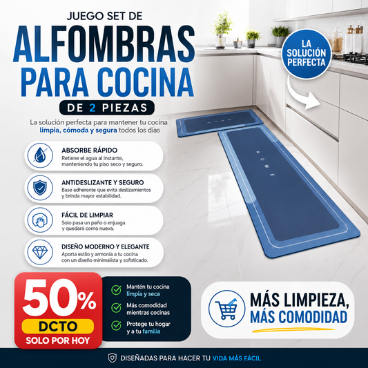 JUEGO SET ALFOMBRAS  PARA COCINA DE 2 PIEZAS