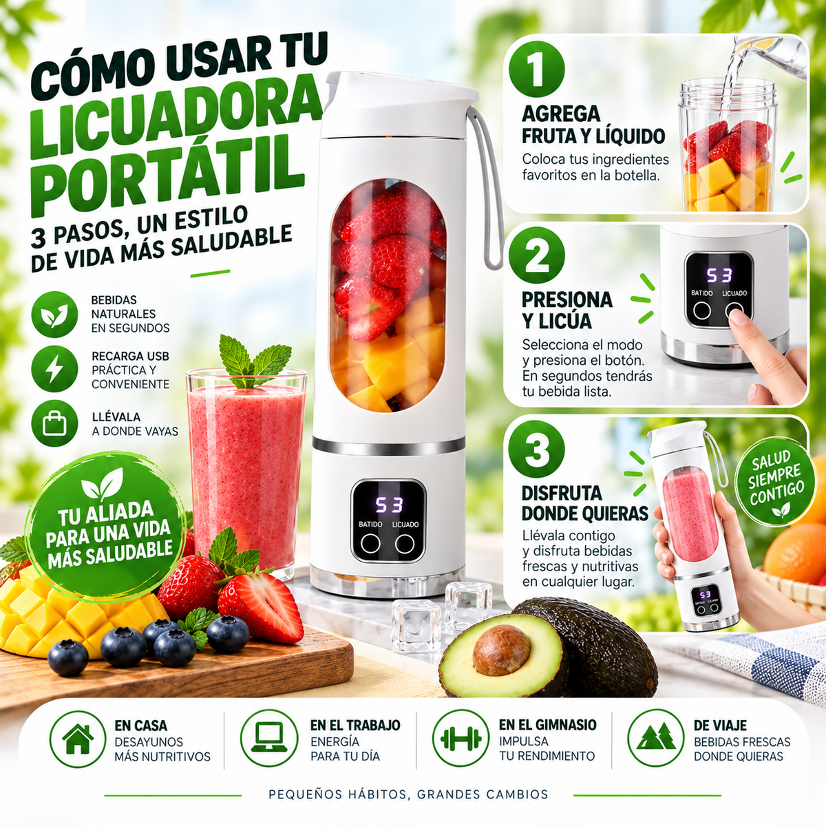 Licuadora Procesadora Portatil Usb