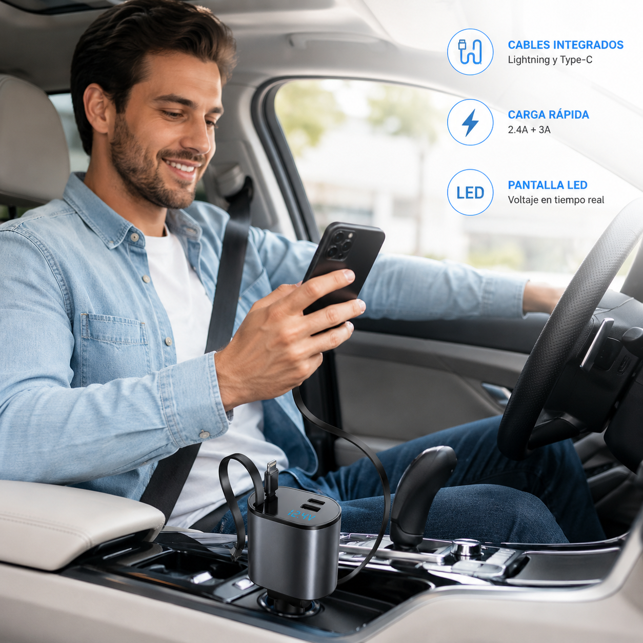 CARGADOR DE AUTO 4 EN 1