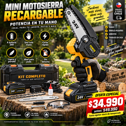 Motosierra Eléctrica Portátil Recargable