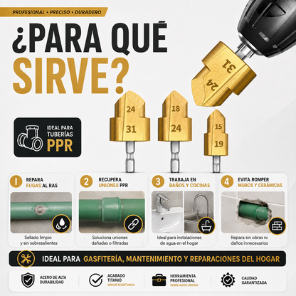 set 3 Brocas para recuperar conexión tubo ppr