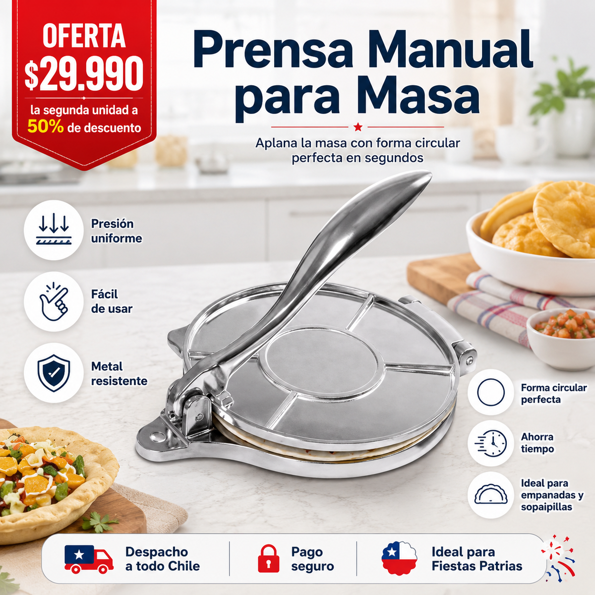 Prensa De Masa de Empanadas 21cm