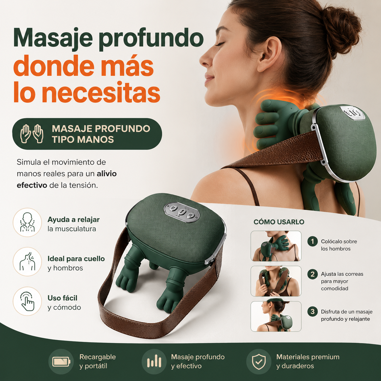 Masajeador De Cuello Con Manos Verde