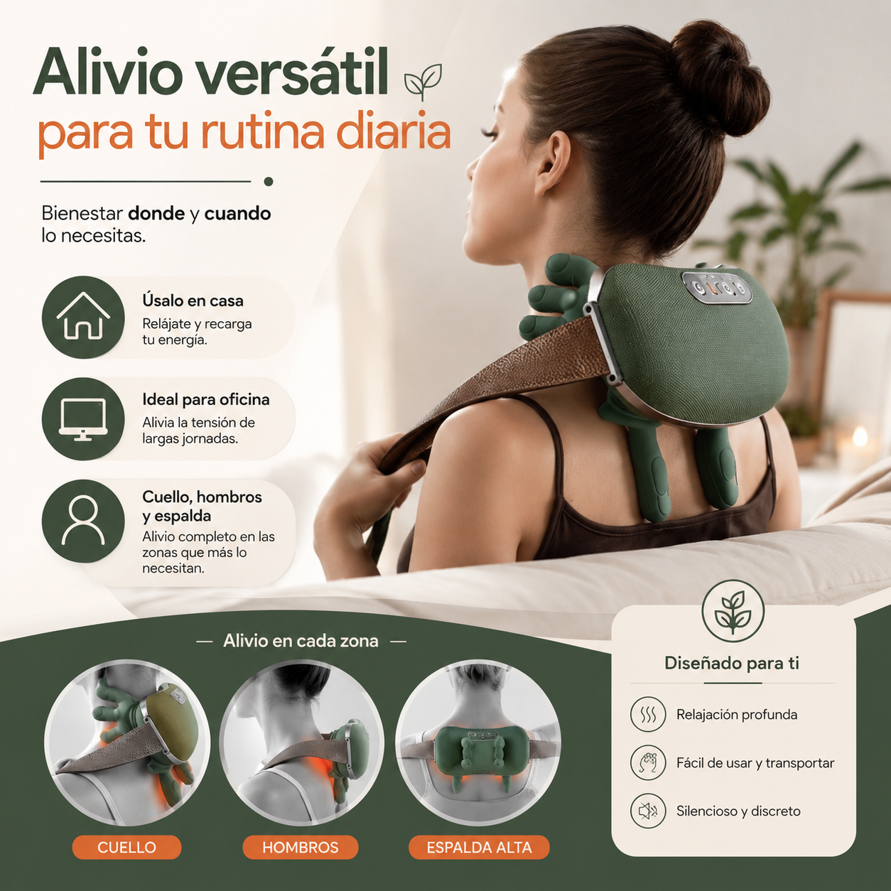 Masajeador De Cuello Con Manos Verde