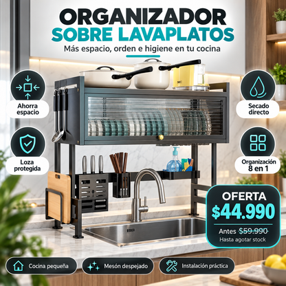 Lavaplatos organizador y escurridor 2 niveles