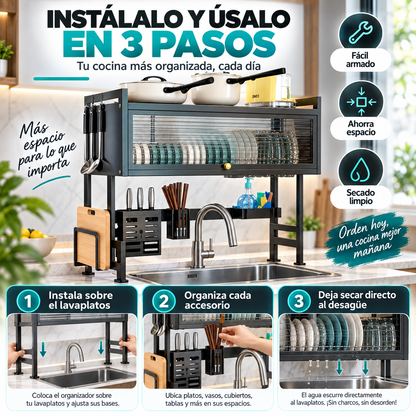 Lavaplatos organizador y escurridor 2 niveles