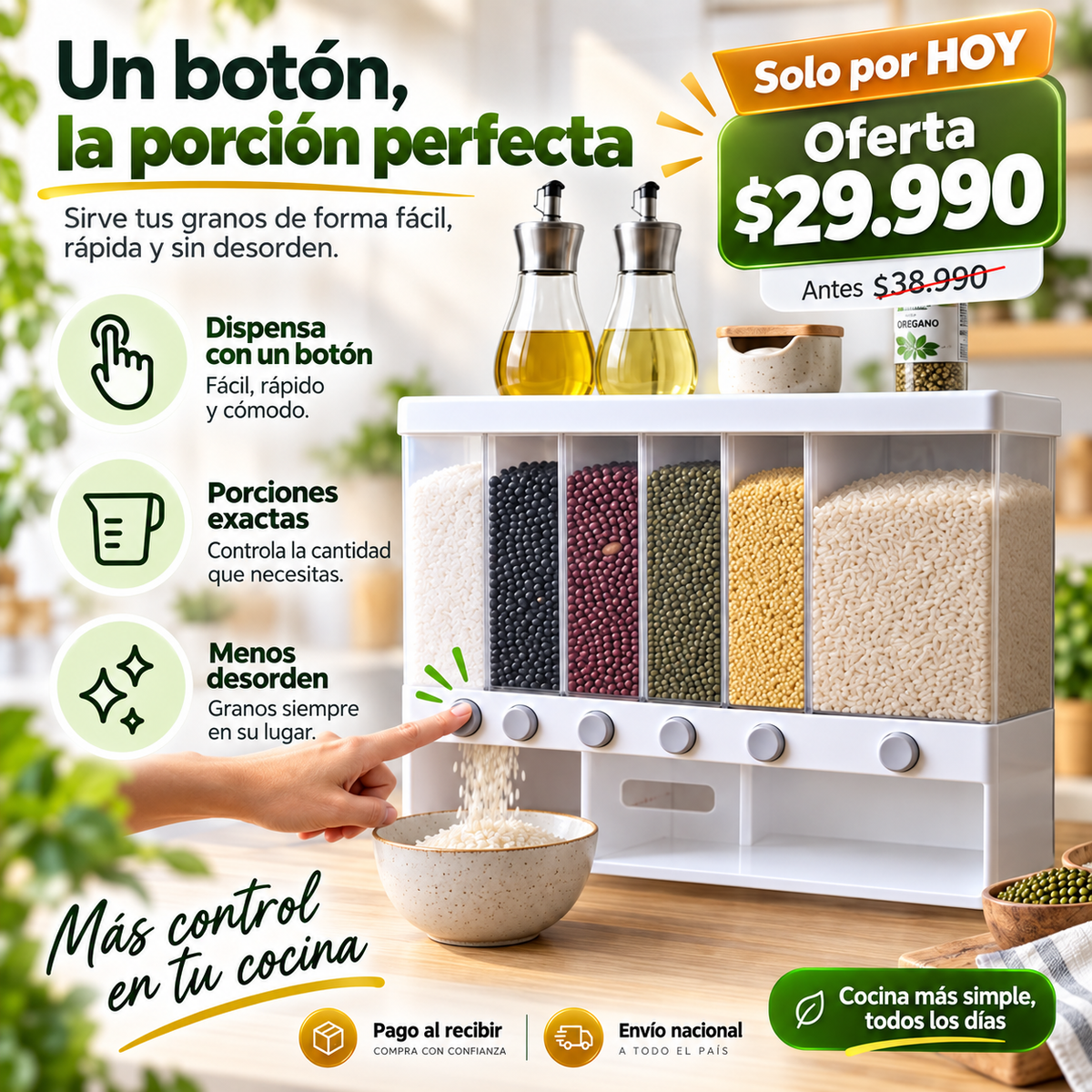 Organizador de Granos con 6 Secciones