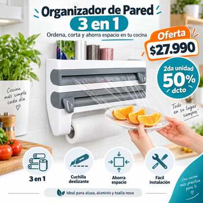 Dispensador y Organizador De Rollos de Papel para Cocina