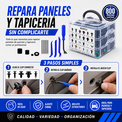 🔧 Kit Universal de Clips de Retención para Auto 🚘 - COMPATIBILIDAD UNIVERSAL PARA PANELES, PARACHOQUES Y PUERTAS 🚗🛠️