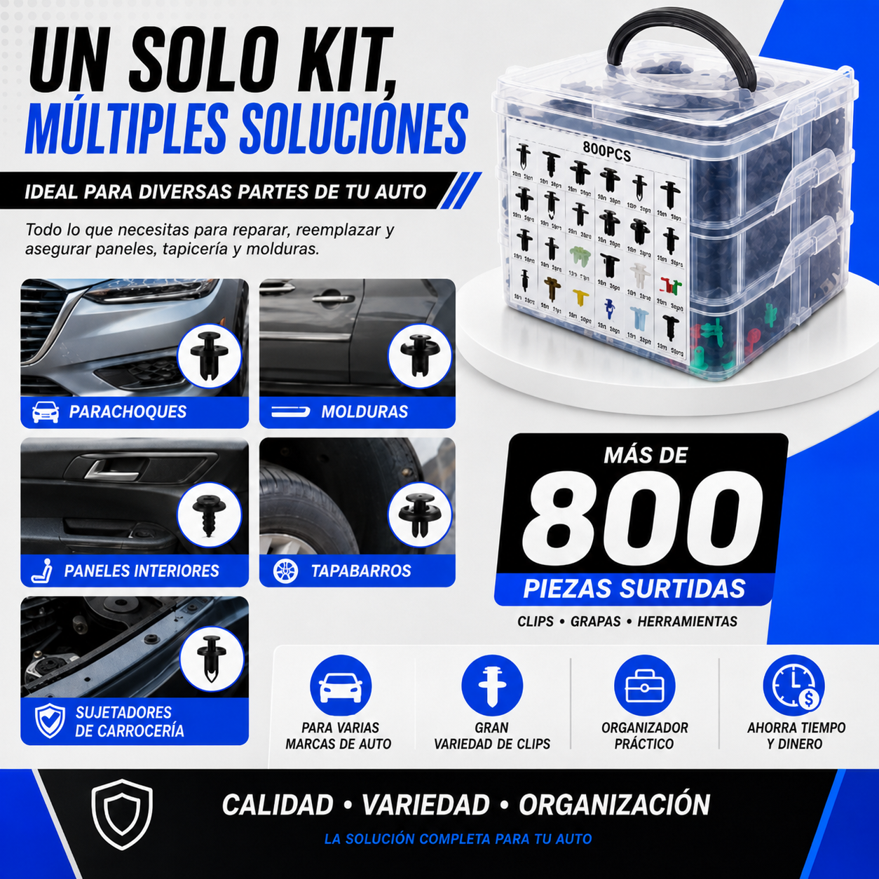 🔧 Kit Universal de Clips de Retención para Auto 🚘 - COMPATIBILIDAD UNIVERSAL PARA PANELES, PARACHOQUES Y PUERTAS 🚗🛠️