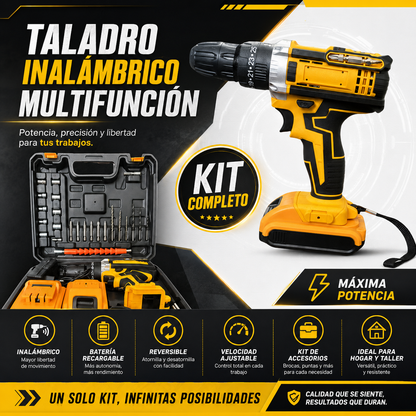 Taladro Inalambrico 2 Baterías Con Accesorios