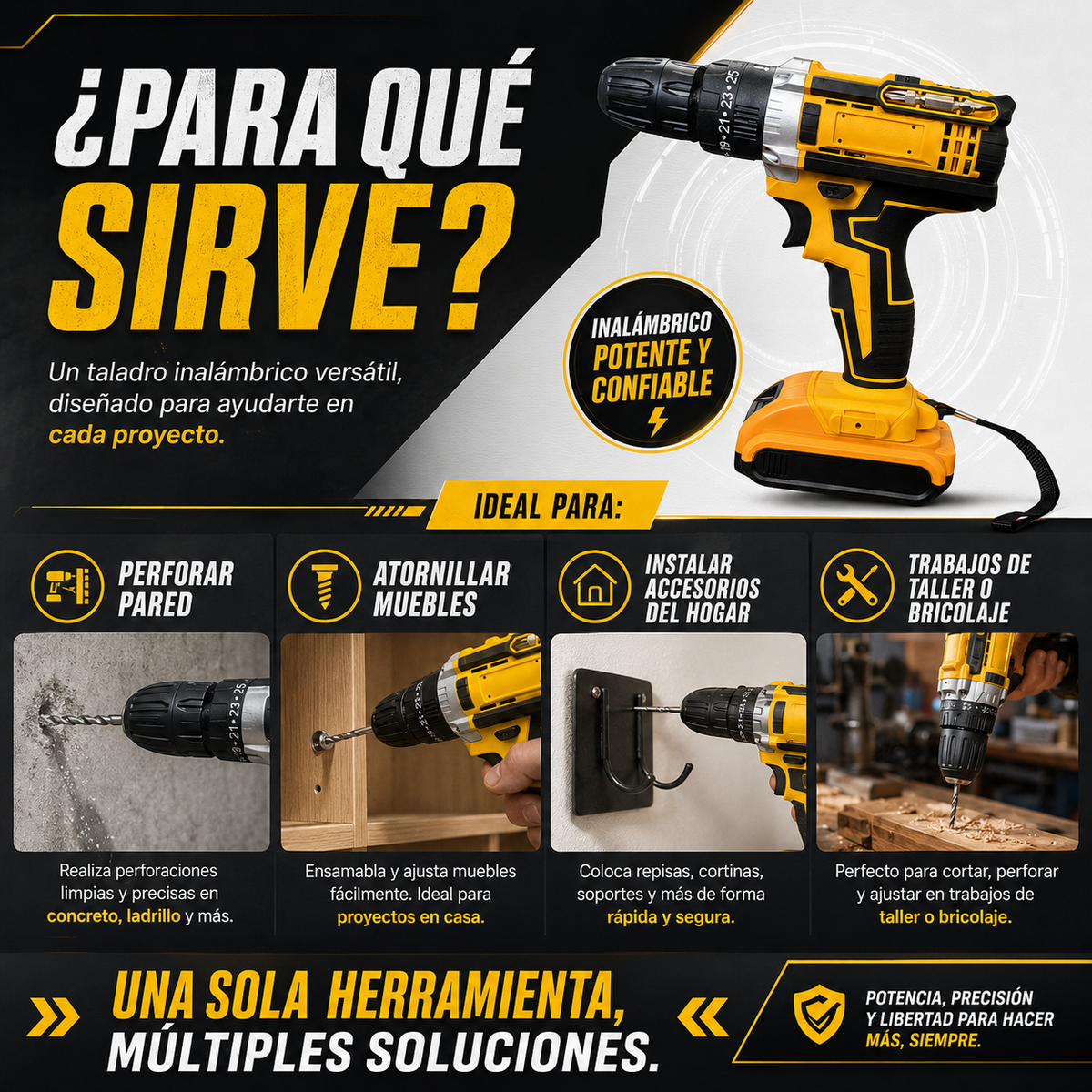 Taladro Inalambrico 2 Baterías Con Accesorios