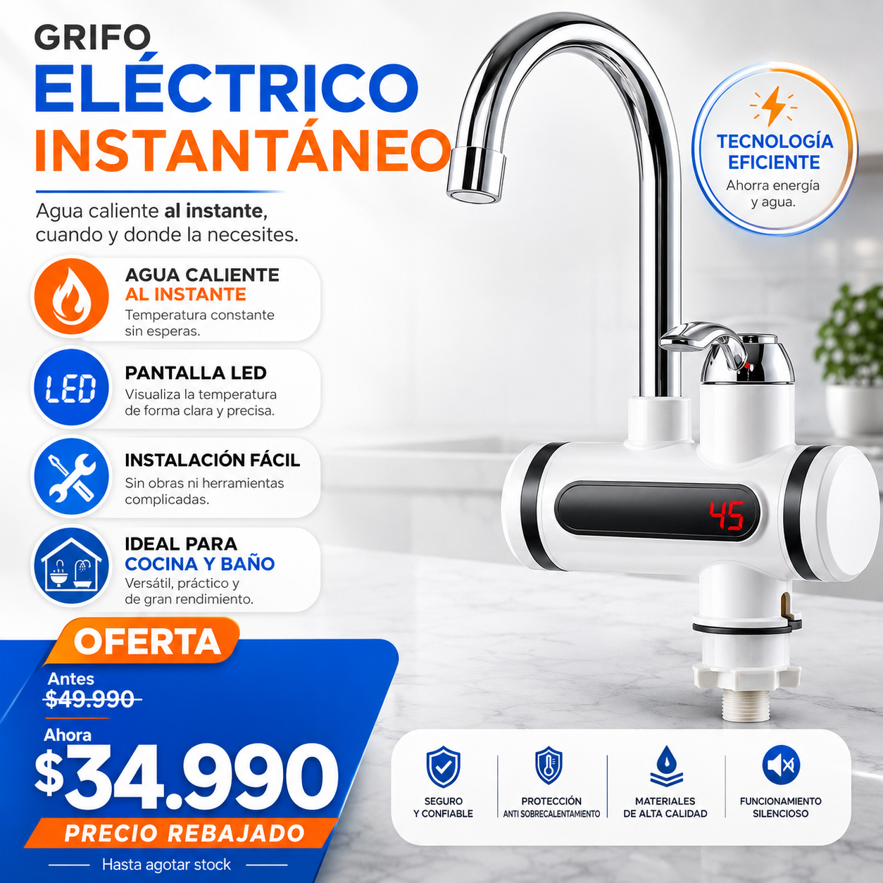 Grifo calentador de agua