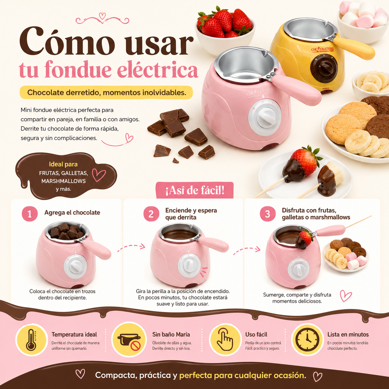Fondue Eléctrica para Derretir Chocolate