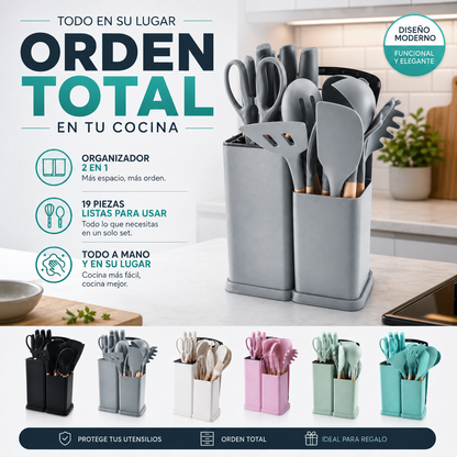 Kit Utensilios Cocina Silicona 19 Piezas