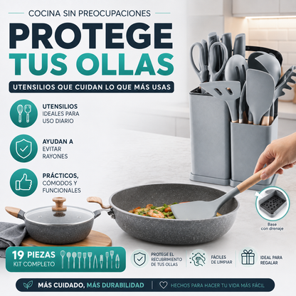 Kit Utensilios Cocina Silicona 19 Piezas