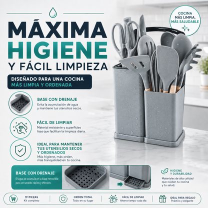Kit Utensilios Cocina Silicona 19 Piezas