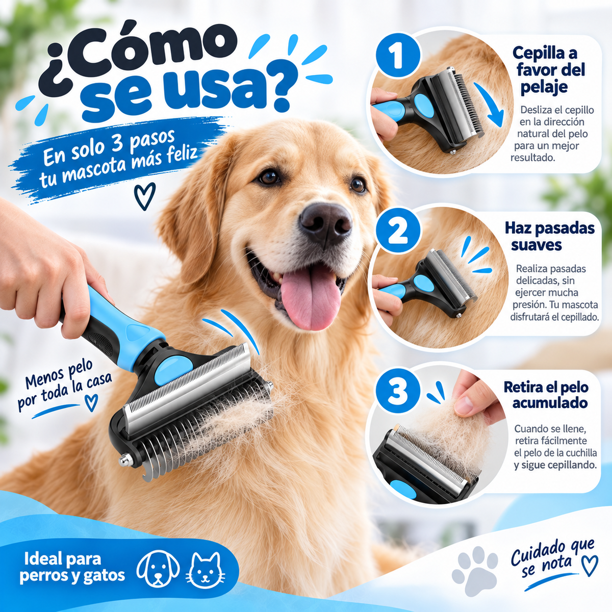 Cepillo Removedor de Pelos Para Mascotas