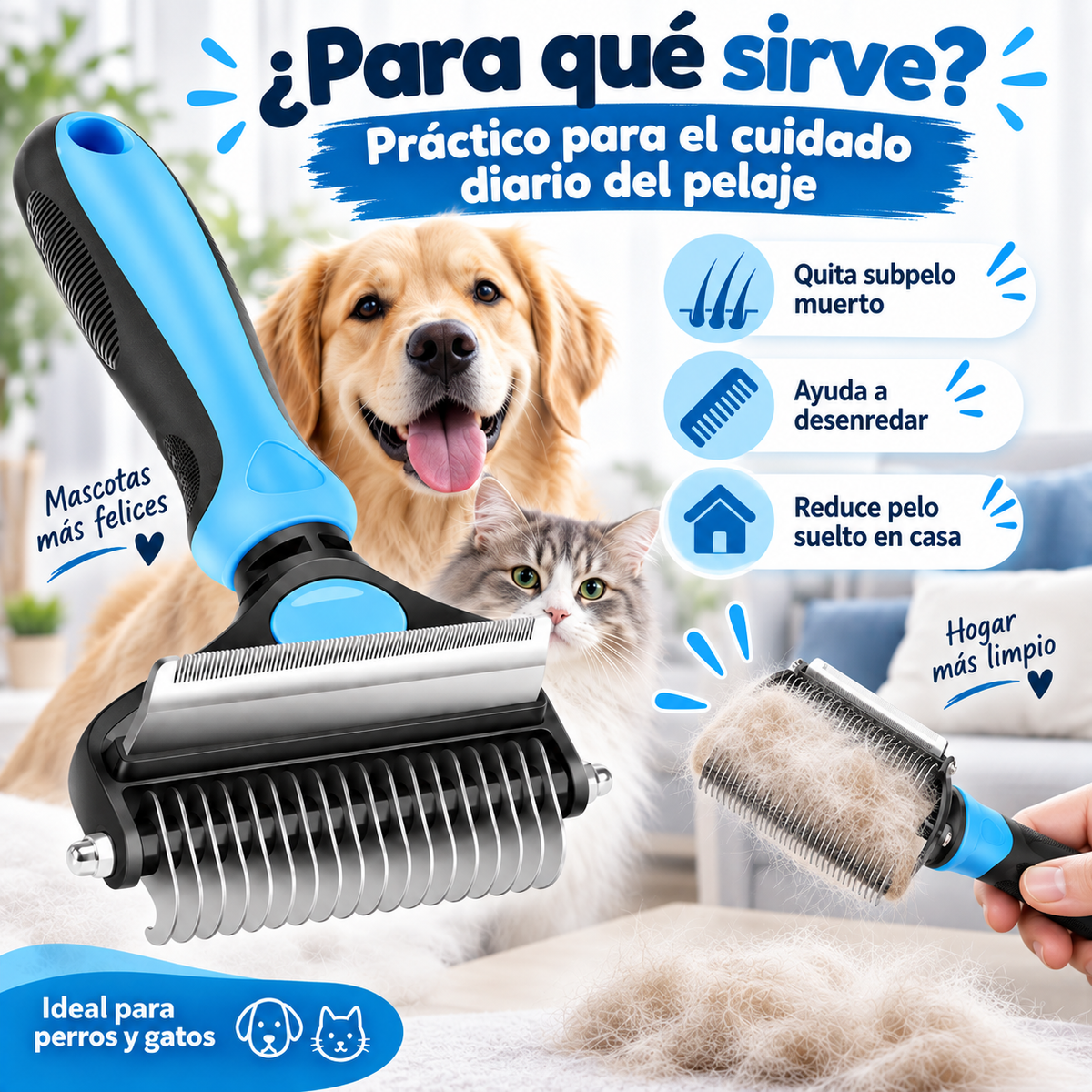 Cepillo Removedor de Pelos Para Mascotas