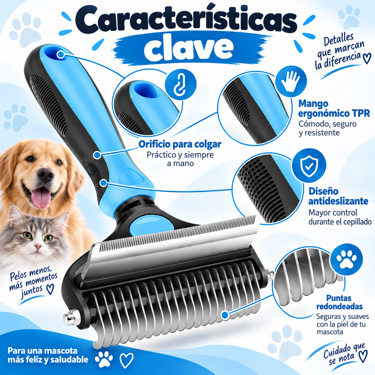 Cepillo Removedor de Pelos Para Mascotas