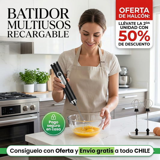 Mini batidora cafe/huevos recargable