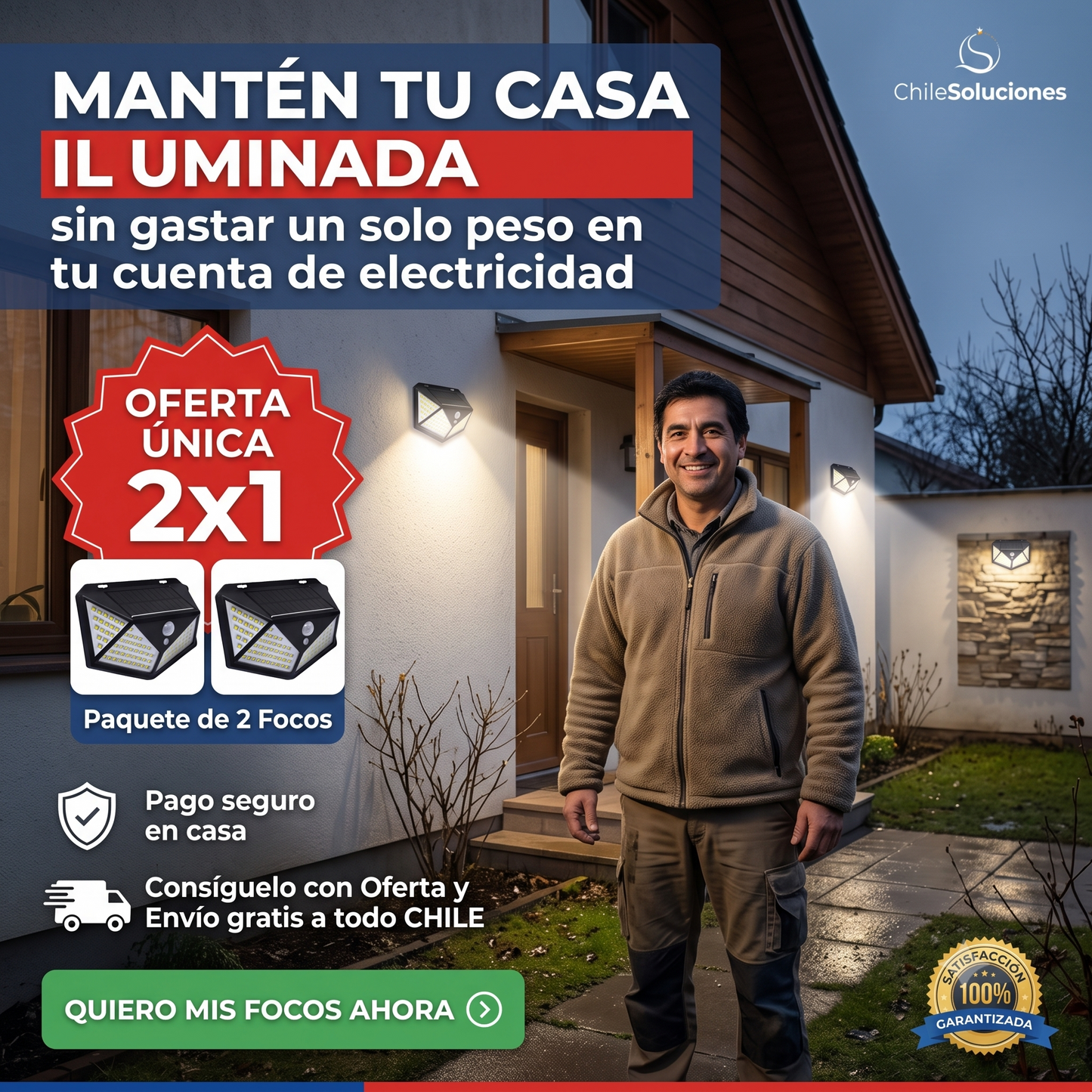 Lampara De Pared Led Solar X2