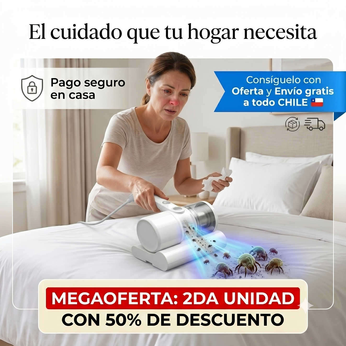Aspiradora Portátil Colchón Anti-acaros