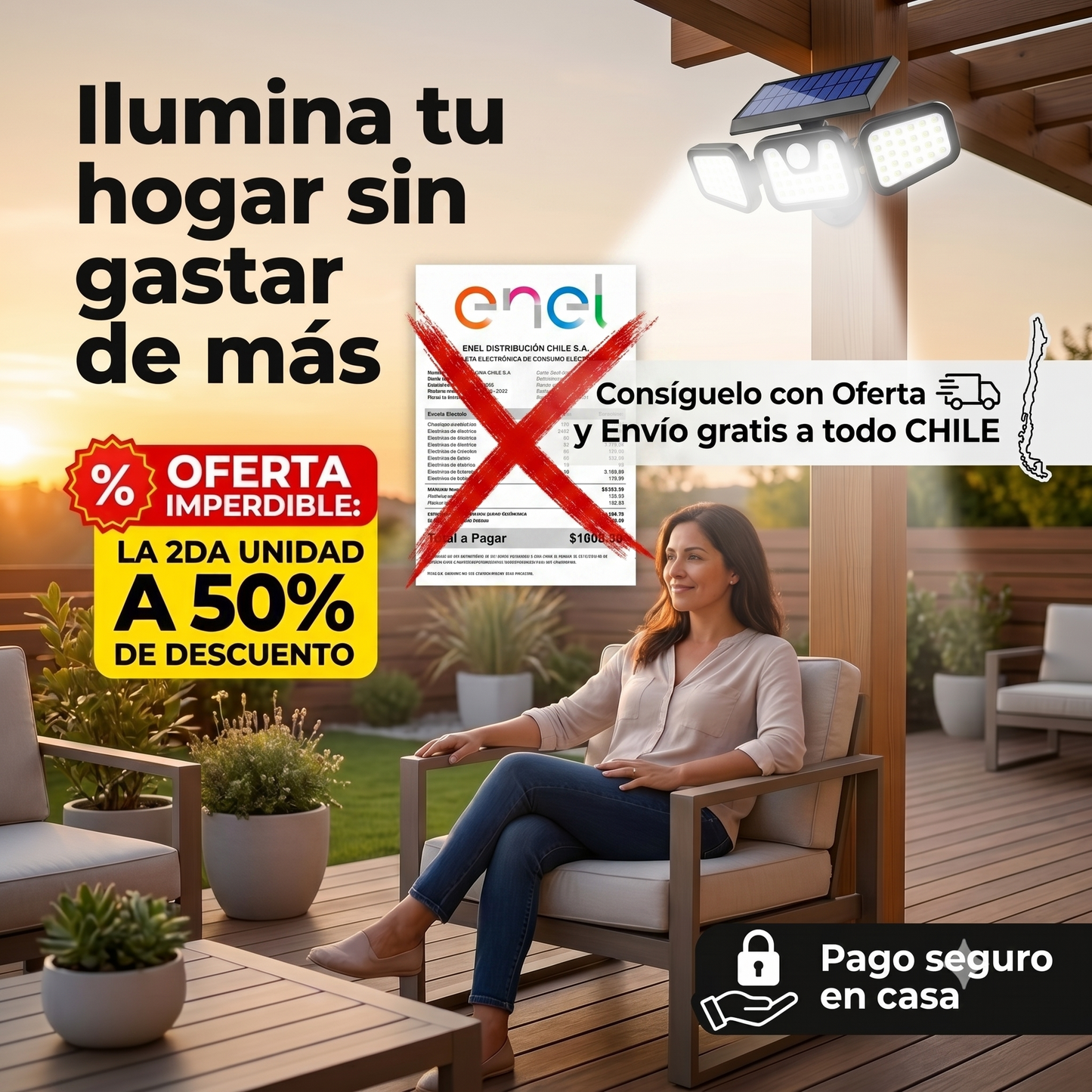 foco solar con sensor mov 74 led