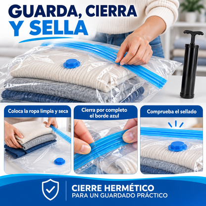Pack 5 Bolsas De Vacío Organizadoras con Bombin