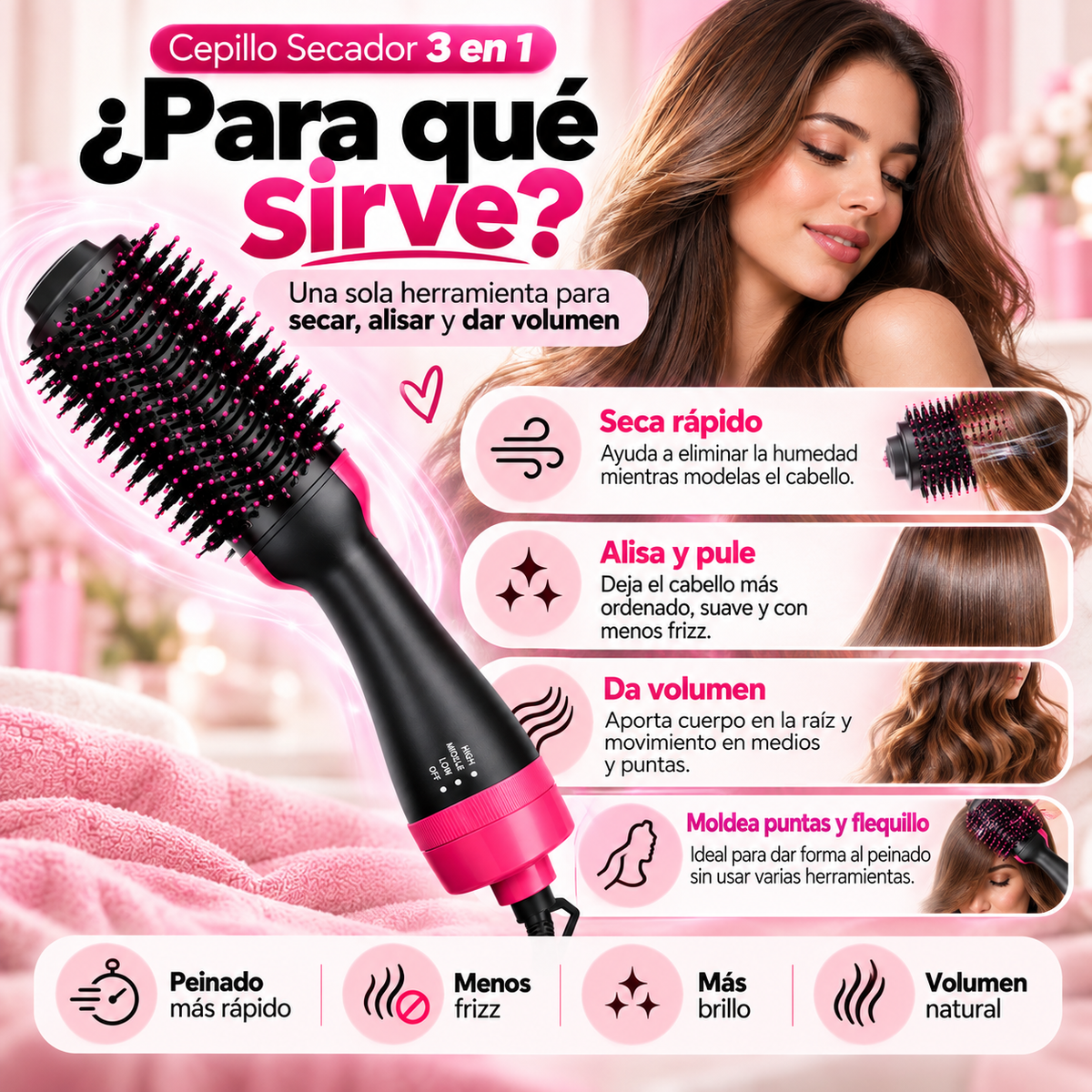CEPILLO SECADOR DE PELO 3 EN 1