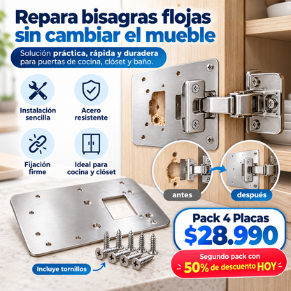 PLACAS PARA REPARACION DE BISAGRAS PACK 4