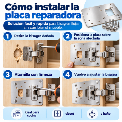 PLACAS PARA REPARACION DE BISAGRAS PACK 4