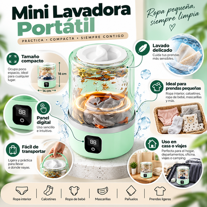 MINI LAVADORA PORTATIL TURBO GREEN