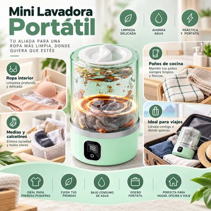 MINI LAVADORA PORTATIL TURBO GREEN