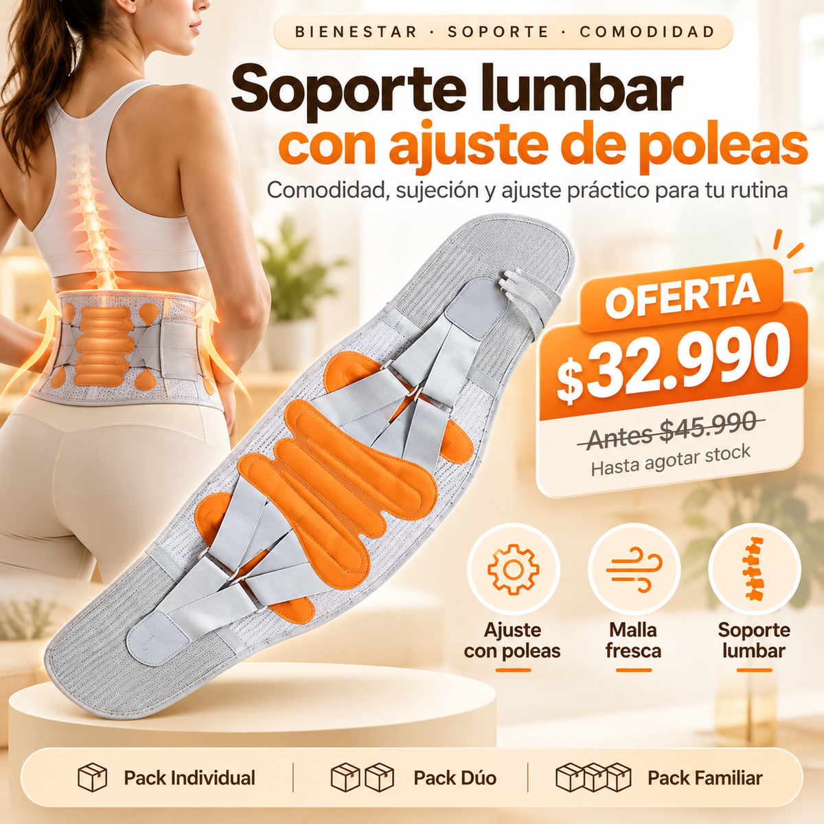 Cinturón Corrector de Soporte Lumbar