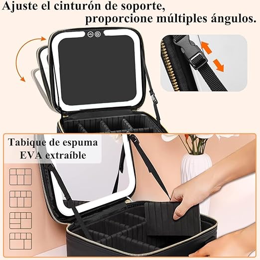 Estuche Maquillaje Portátil Con Luz LED