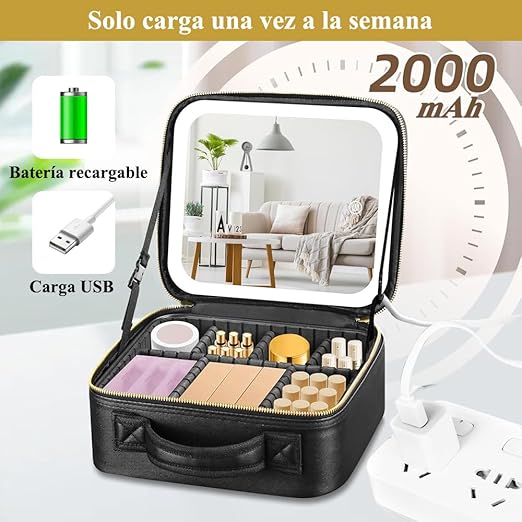 Estuche Maquillaje Portátil Con Luz LED