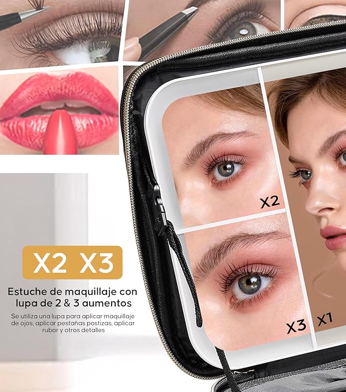 Estuche Maquillaje Portátil Con Luz LED
