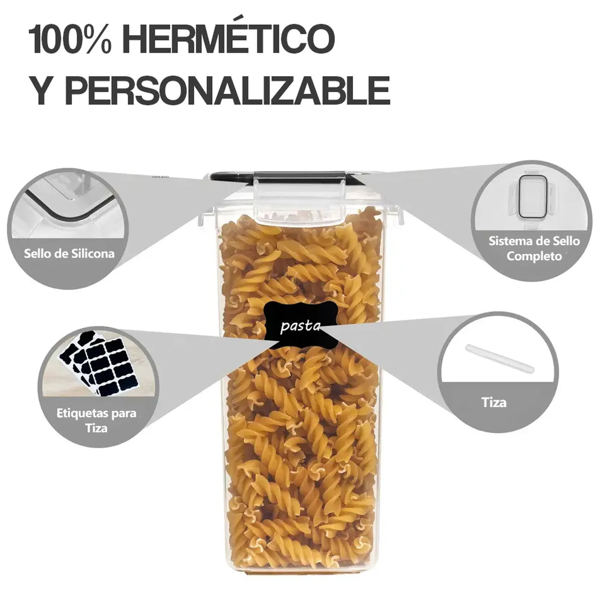 Set de 7 Contenedores Para Alimentos