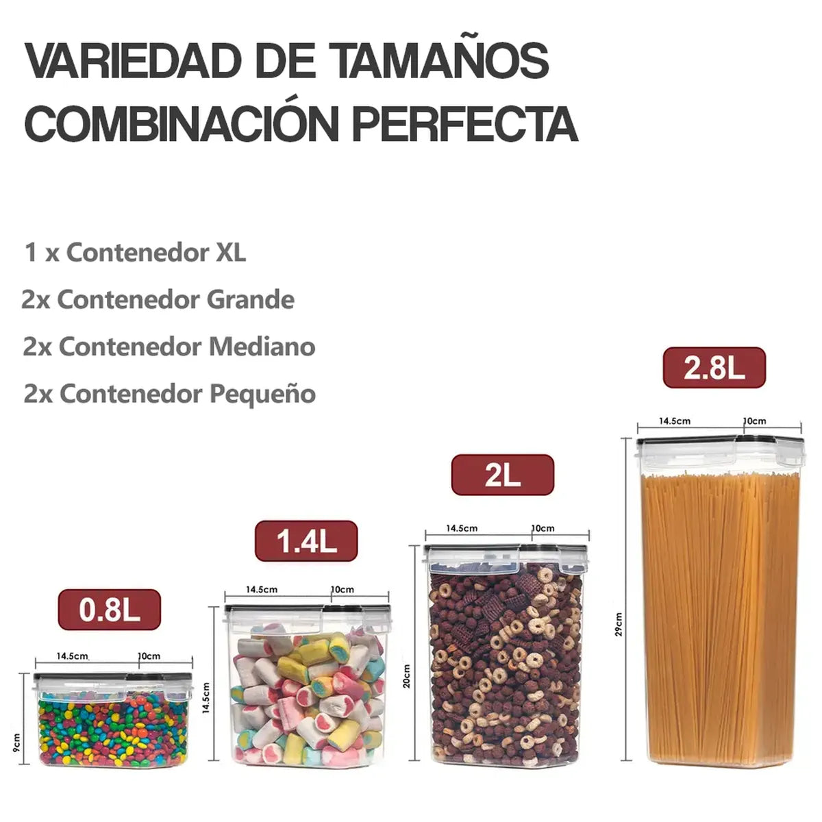 Set de 7 Contenedores Para Alimentos