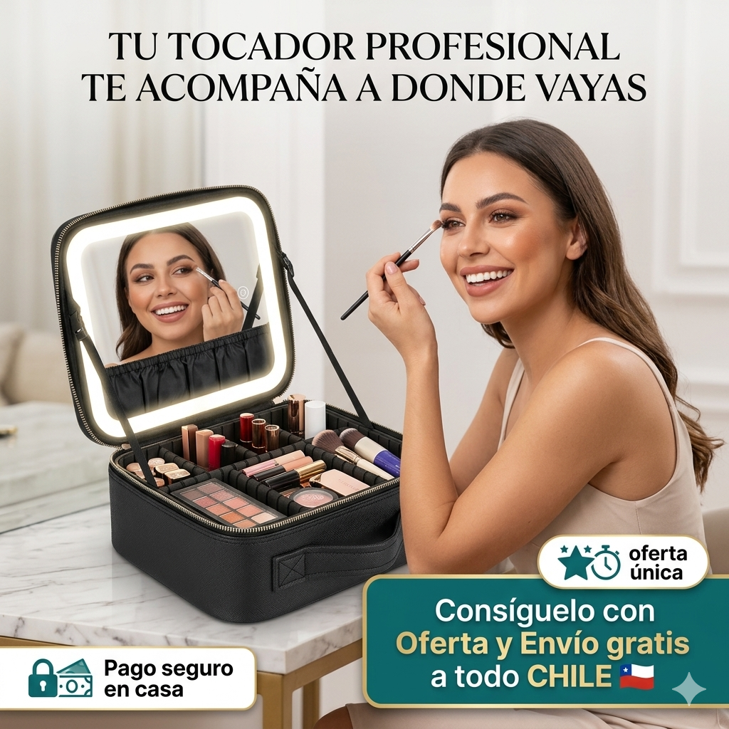 Estuche Maquillaje Portátil Con Luz LED