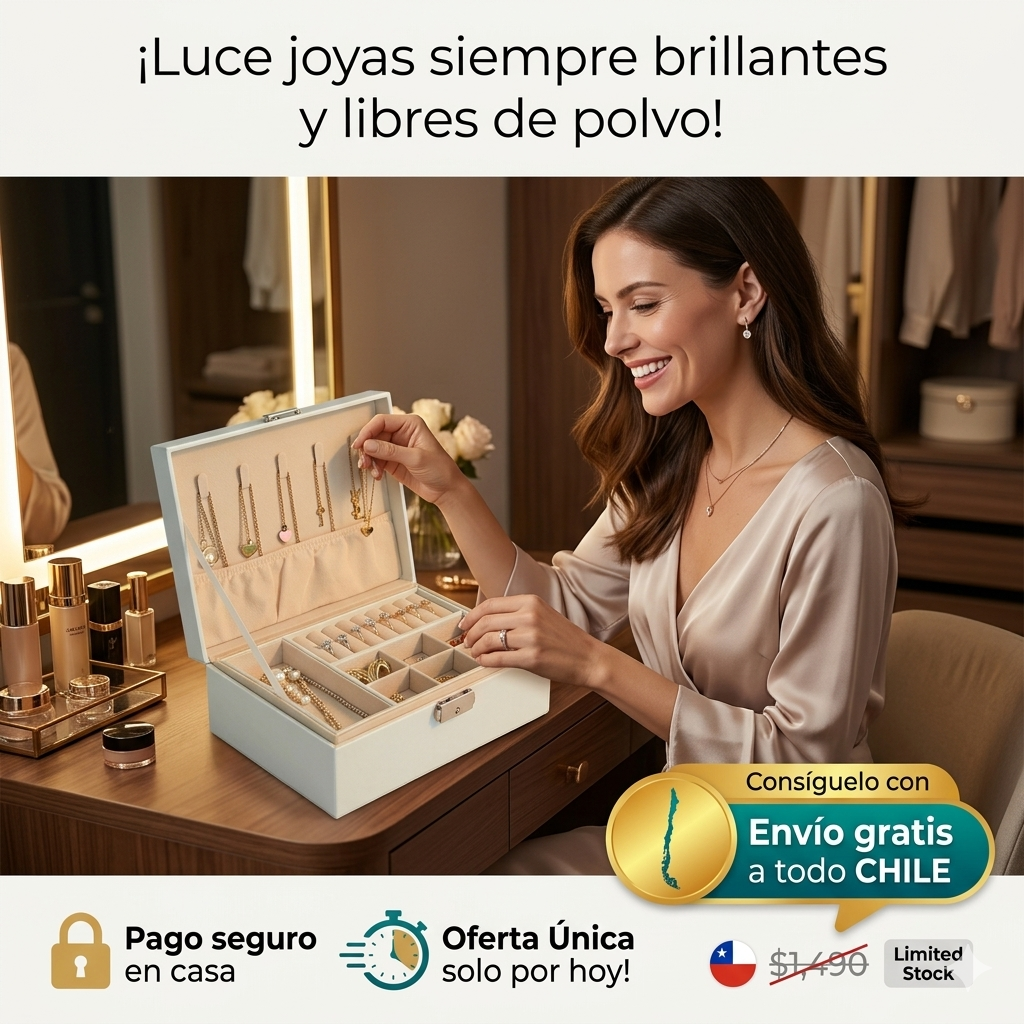 Caja Joyero Organizador BLANCO Doble Capa